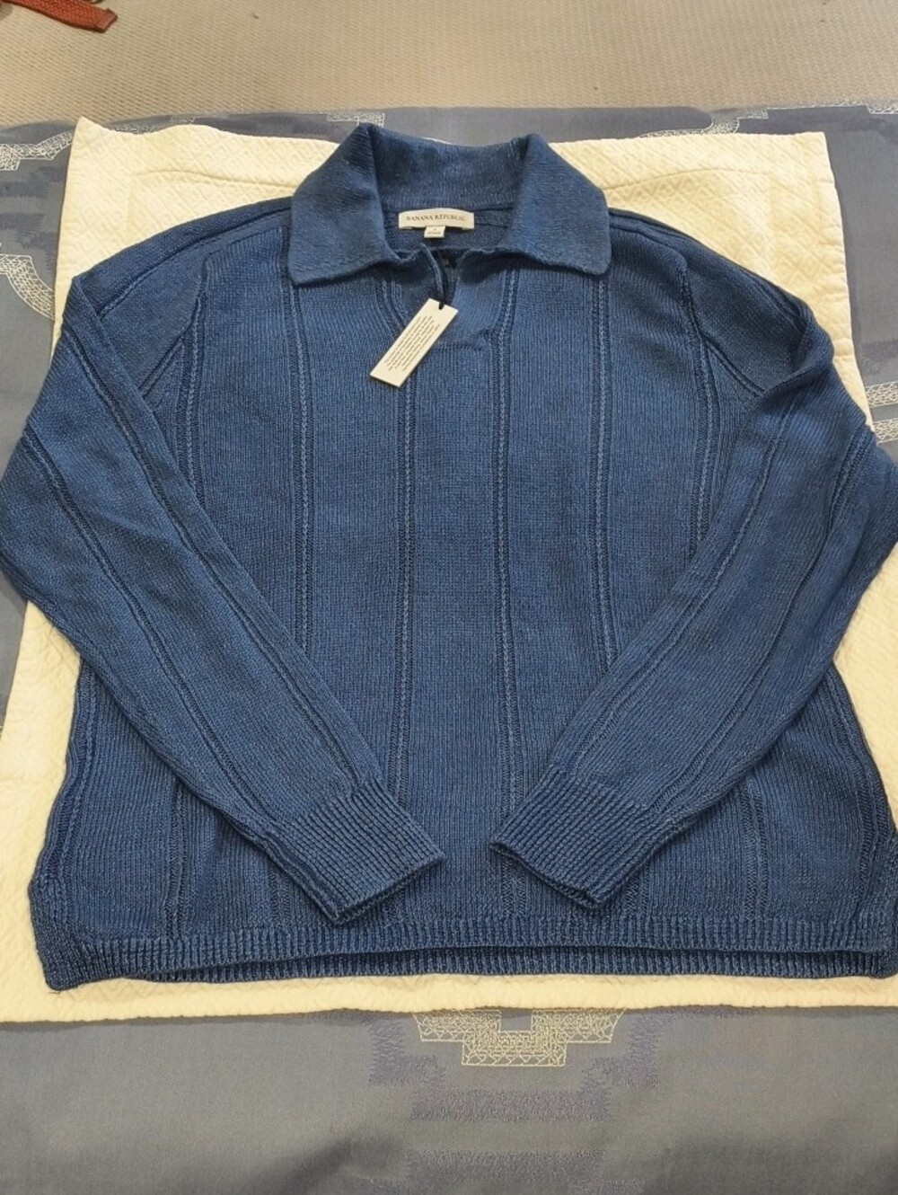 Banana Republic 100% Linen Ribbed Sweater Polo